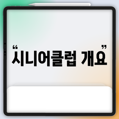 시니어클럽 개요