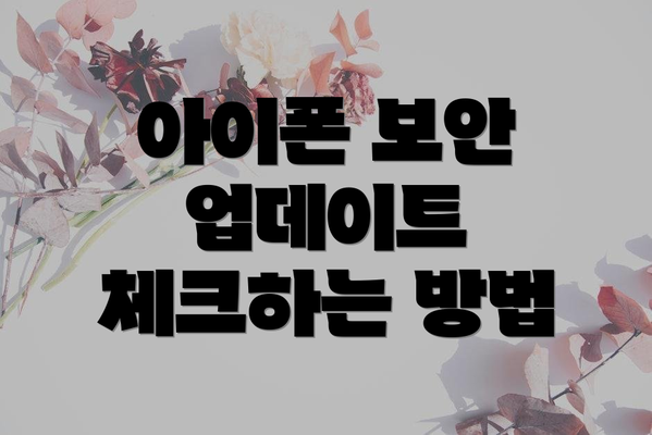 아이폰 보안 업데이트 체크하는 방법