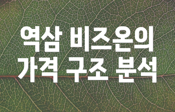 역삼 비즈온의 가격 구조 분석