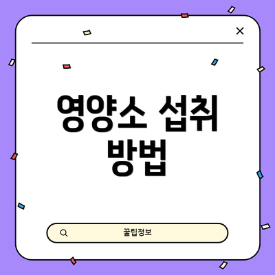 영양소 섭취 방법