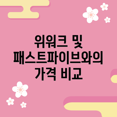 위워크 및 패스트파이브와의 가격 비교