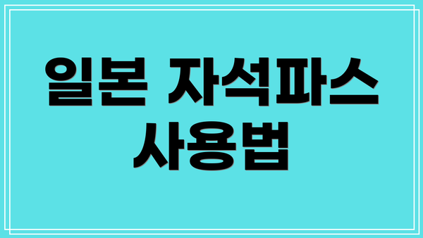 일본 자석파스 사용법
