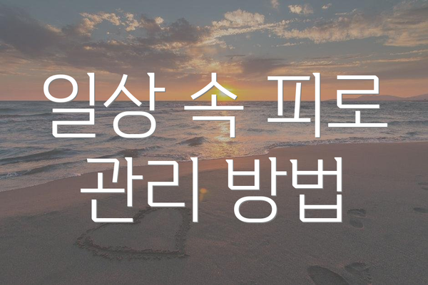 일상 속 피로 관리 방법