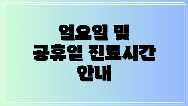 일요일 및 공휴일 진료시간 안내