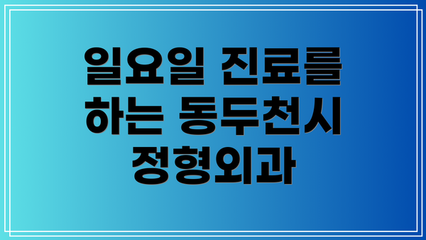 일요일 진료를 하는 동두천시 정형외과