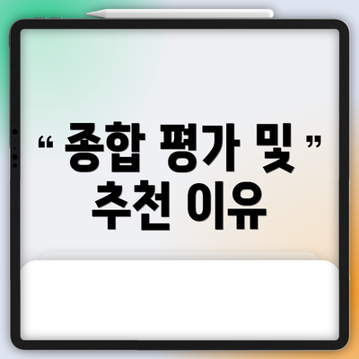 종합 평가 및 추천 이유