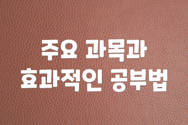 주요 과목과 효과적인 공부법