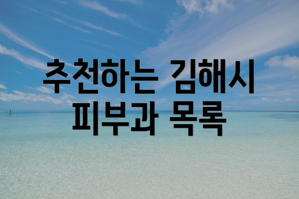 추천하는 김해시 피부과 목록