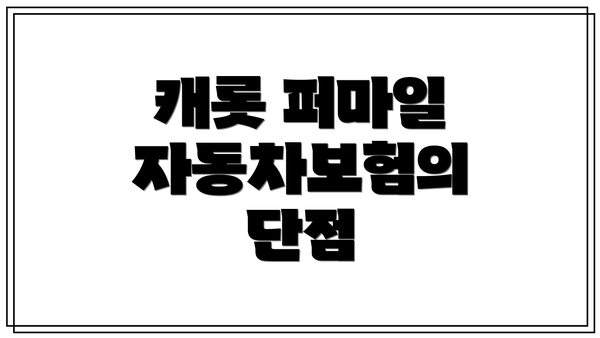 캐롯 퍼마일 자동차보험의 단점