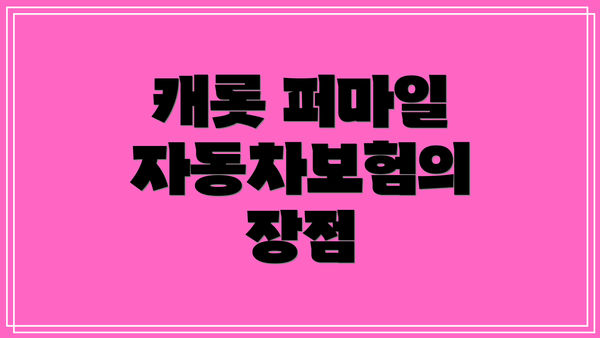 캐롯 퍼마일 자동차보험의 장점