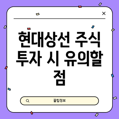 현대상선 주식 투자 시 유의할 점