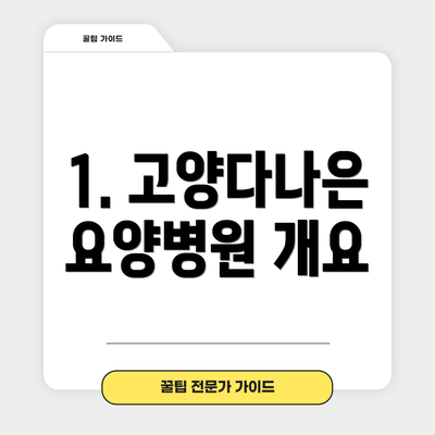 1. 고양다나은요양병원 개요
